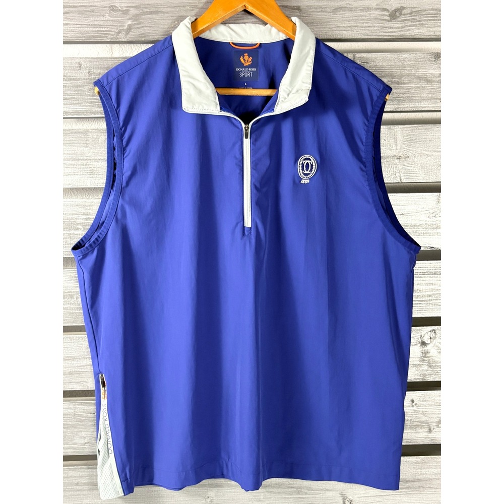 Donald Ross Sport Mens Blue Quarter Zip Golf Vest Large L 1889 Course shirt